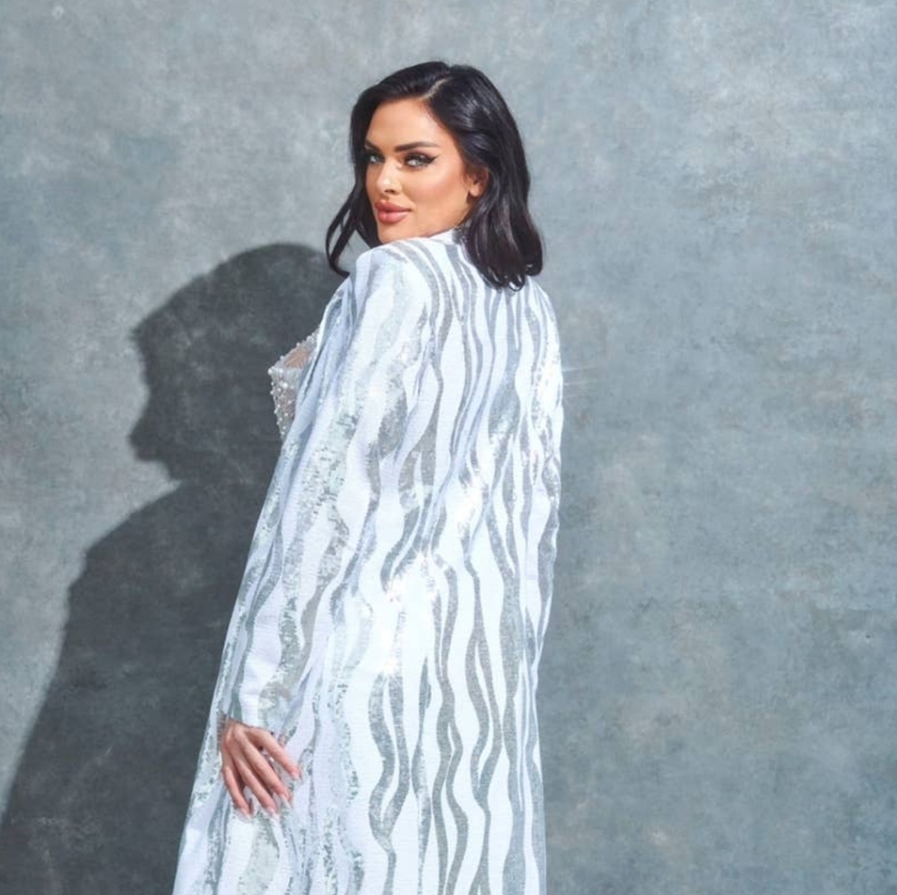 Sequins Zebra Print Long Blazer